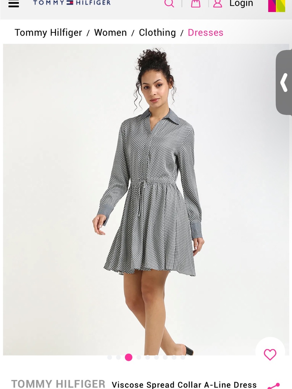 Tommy Hilfiger Navy Blue Printed Long Sleeve Shirt Dress